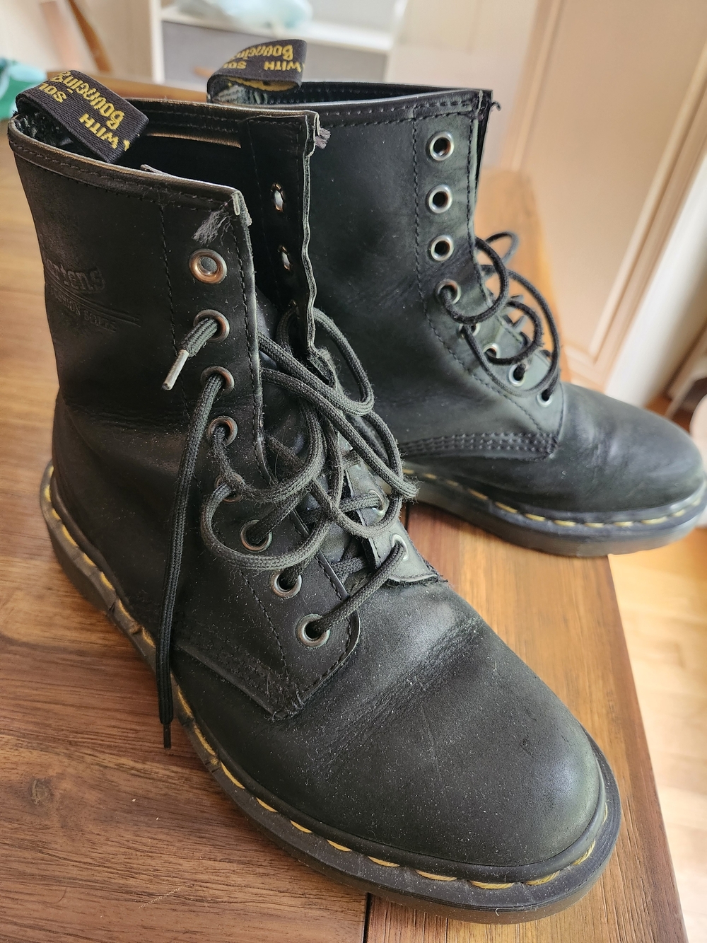 Dr. Martens Classic Black Leather 8-Eye Lace-Up Boots